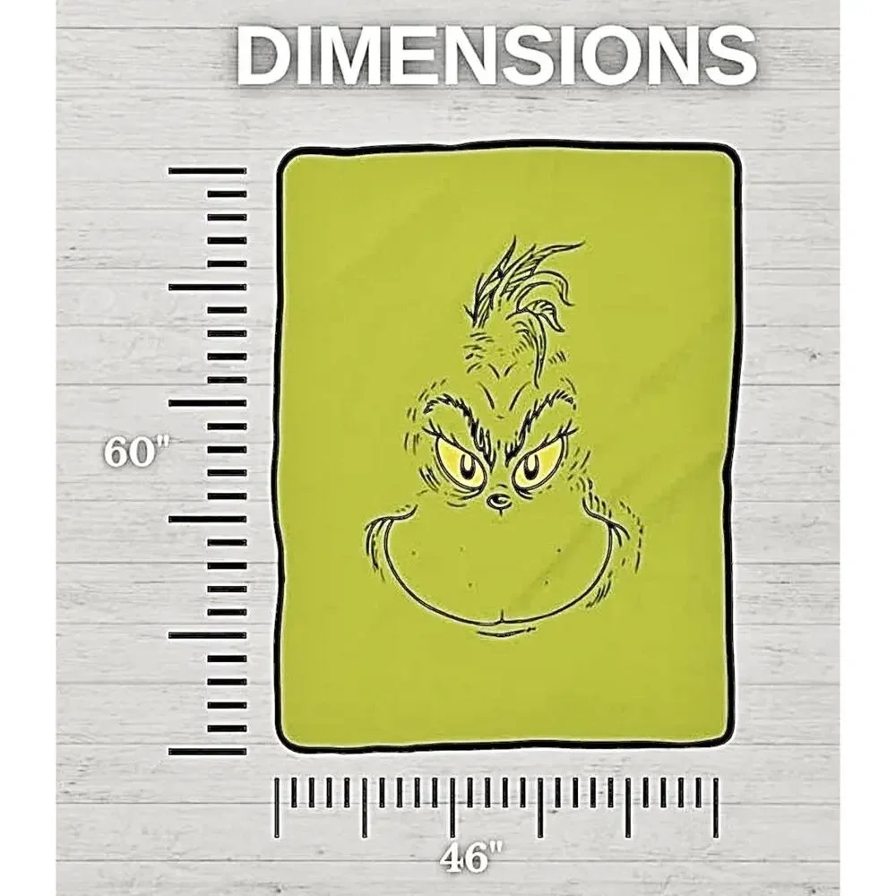Dr Seuss The Grinch Throw Blanket 46x60 Soft Fleece Christmas